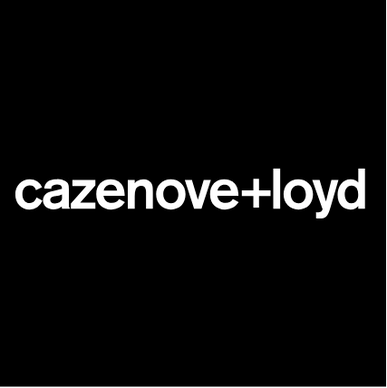 White cazenove+loyd logo in a black box