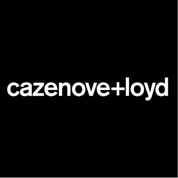 White cazenove+loyd logo in a black box