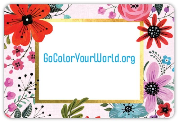 A floral frame with GoColorYourWorld.org text inside.