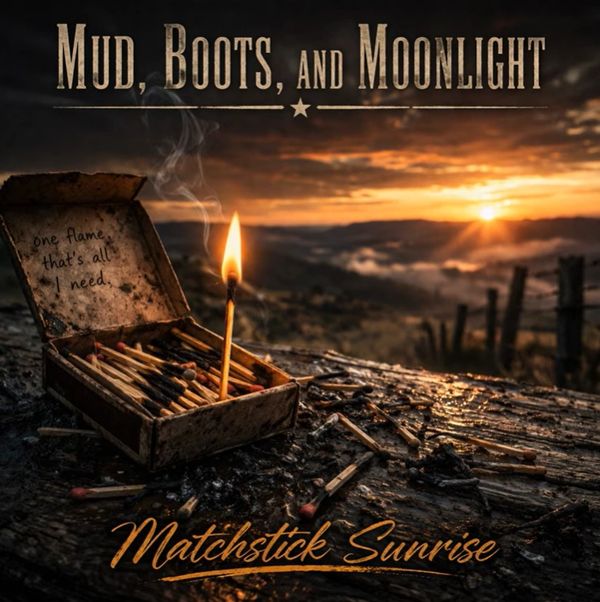 Country Music Song Album Cover Matchstick Sunrise - Mud, Boots, and Moonlight 