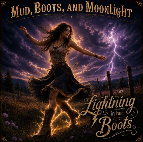 Indie Country Music Album Cover - Lightening in her boots - Mud Boots and Moonlight
