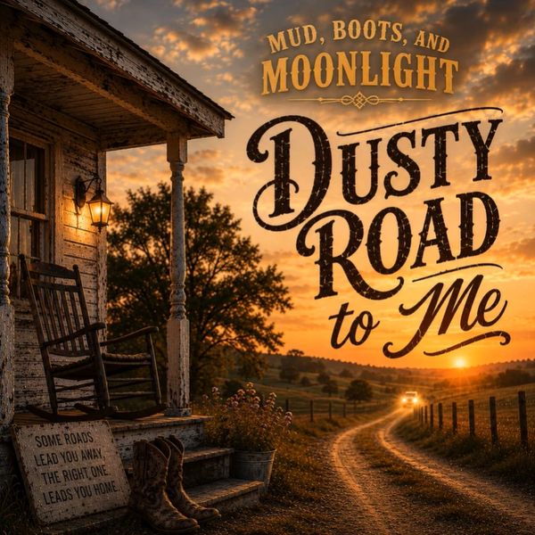 Dusty Road to Me, a song about hope and healing, mud boots and moonlight, indie country album cover