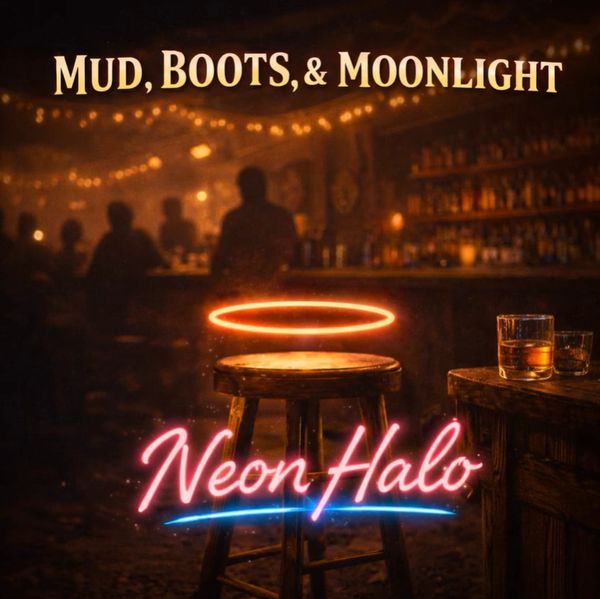 Mud Boots and Moonlight, New Country Music Album Cover - Neon Halo