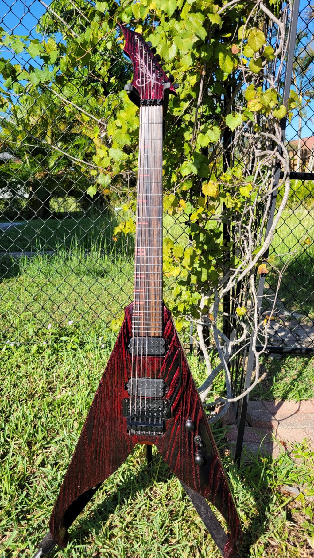 JSV7 EL. Swampash Pale Moon Ebony  Red Coral inlays 25.5" scale. Dimarzio CTS pots. Schaller Bridge.