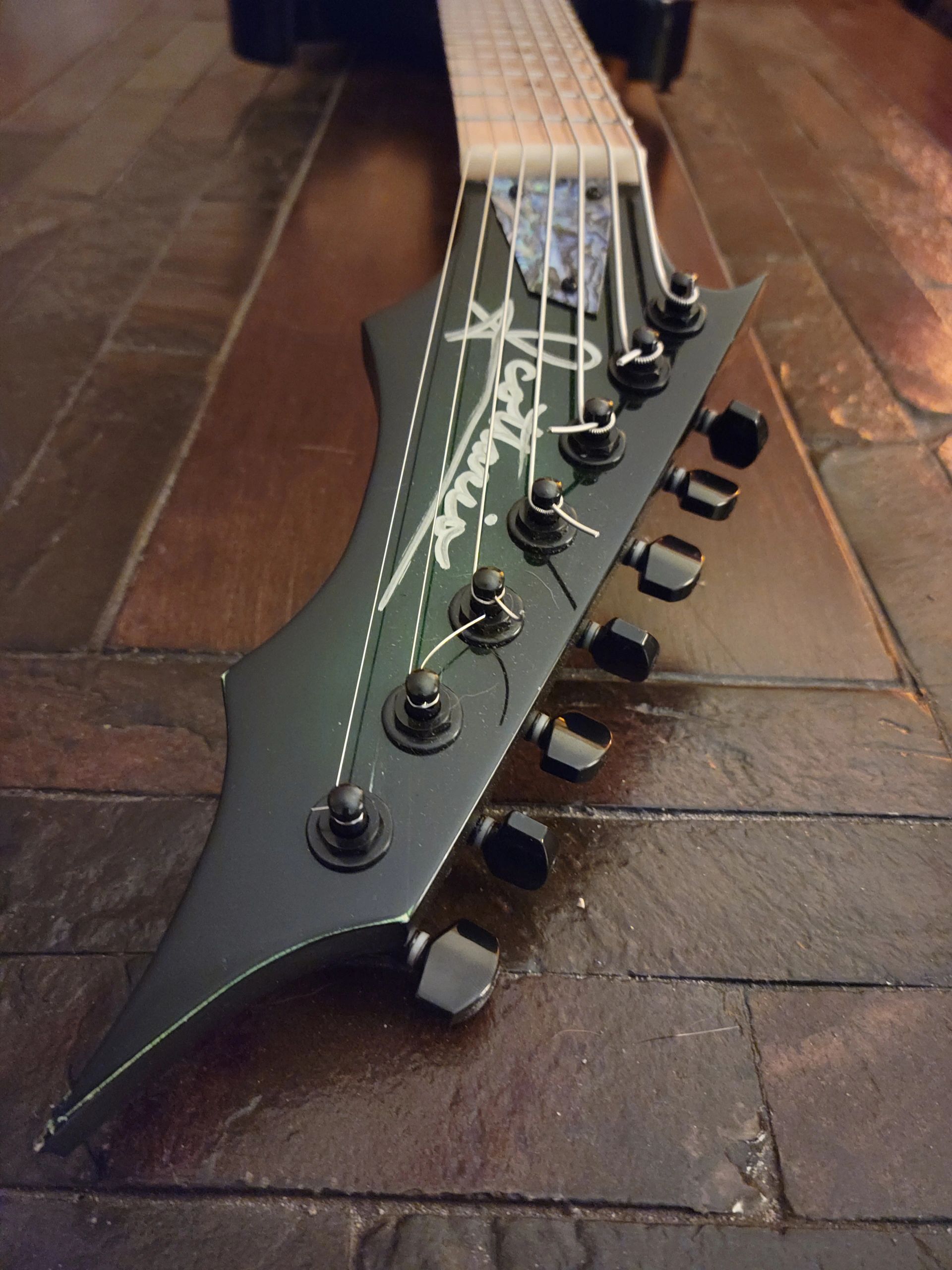 Elite Series Scottario guitar custom build seven string Seymour Duncan pisckups headstock