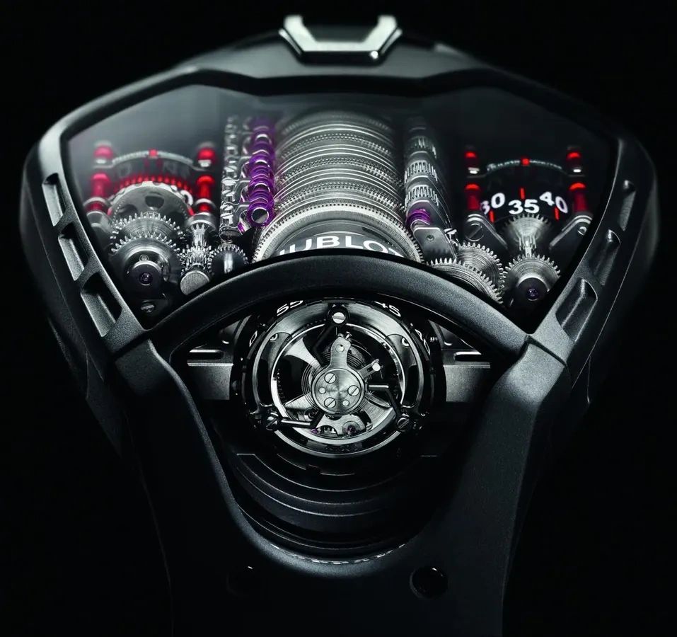 Hublot Ferrari mechanical watch with skeleton dial and bold case design