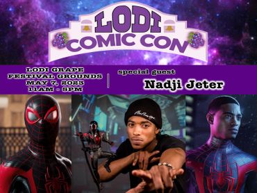 Poster for Lodi Comic Con featuring special guest Nadji Jeter.