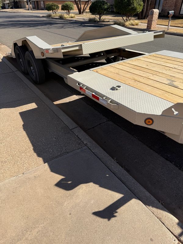 Iron Bull 22 foot tilt equipment trailer ready for rental in Lubbock TX