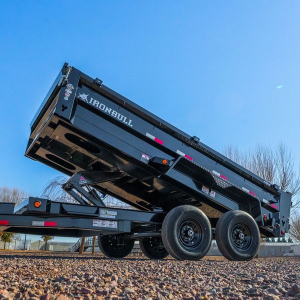 14' Iron Bull  dump trailer rental in Lubbock, TX, ideal for junk removal, material & landscaping.