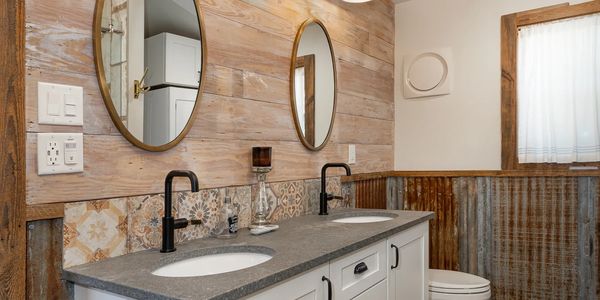 Custom bathroom in farmhouse style custom home.