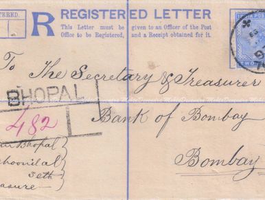 Vintage registered letter addressed to the Secretary &amp; Treasurer of Bank of Bombay.