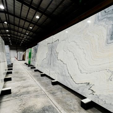 Graanite slabs in warehouse on display