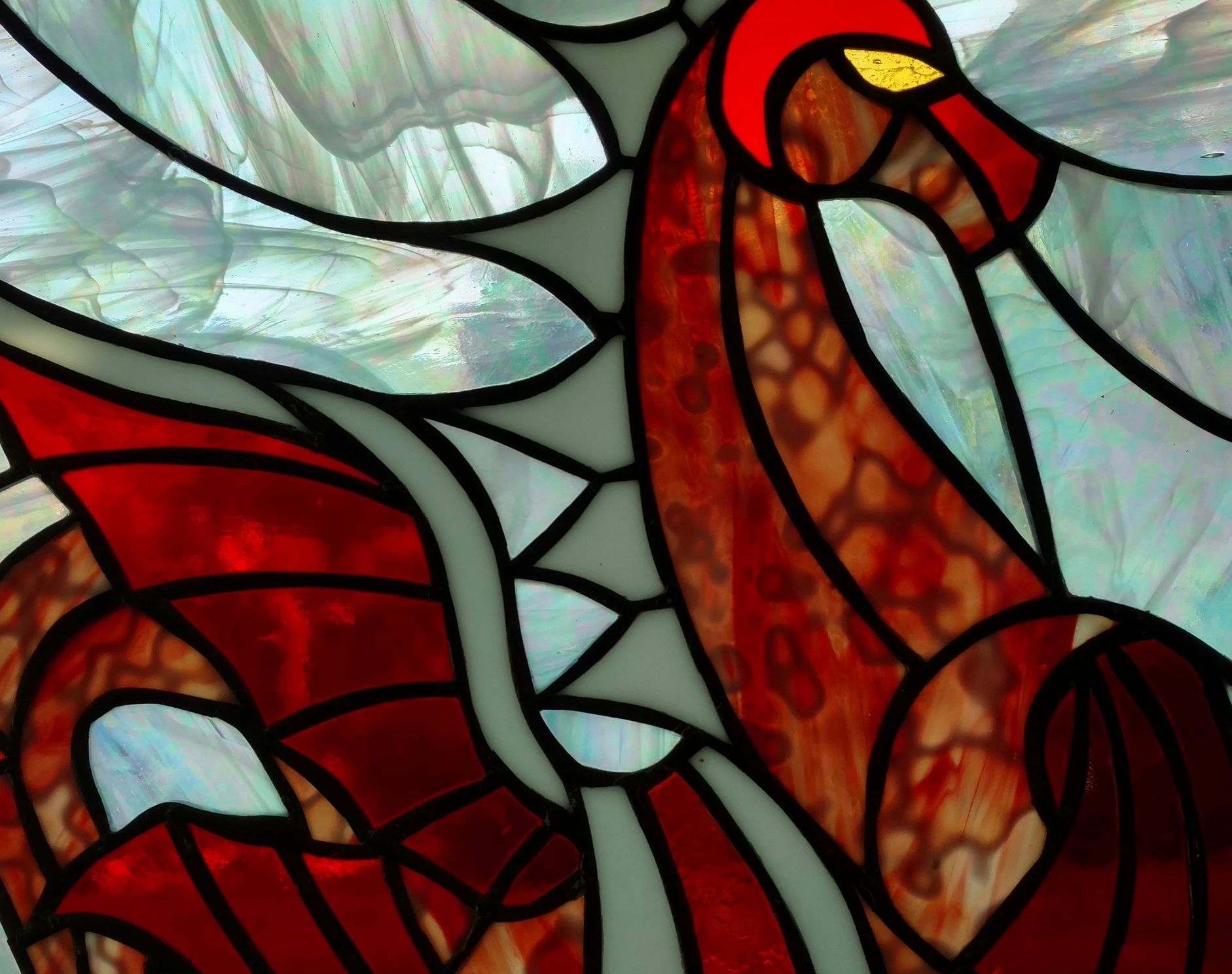 Red Dragon stained glass