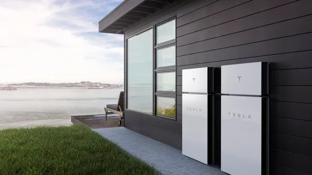 Tesla Powerwall on exterior of home