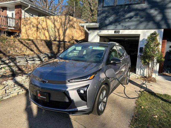 Chevy Bolt plugged into EV charger