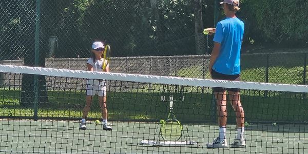 Youth tennis private instructions at a tennis clinic in Palm Beach County