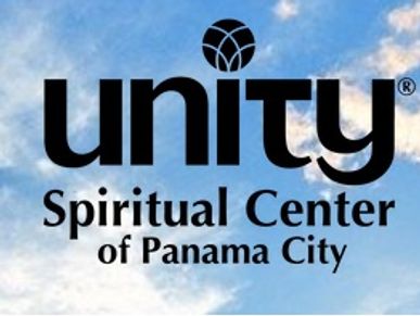 Logo of Unity Spiritual Center of Panama City against a blue sky.