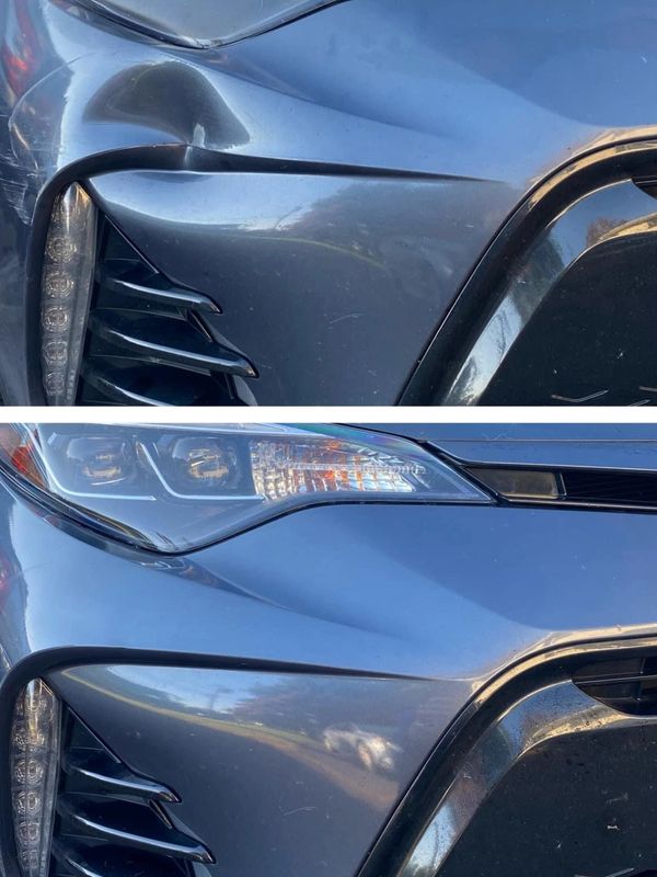 Before and after bumper paintless dent repair 