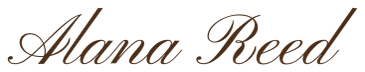 Elegant script text saying 'Alana Reed'.