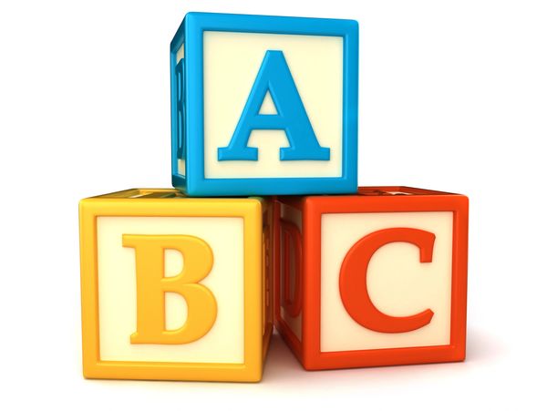 Building blocks with A B C letters