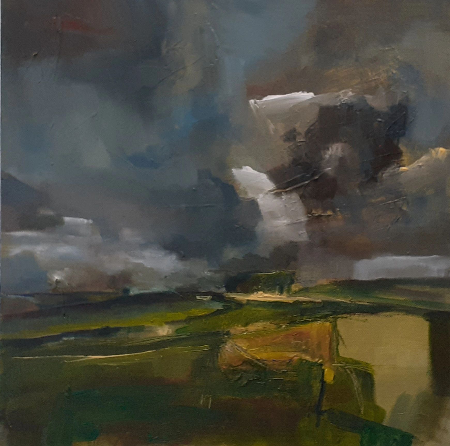 THE CLUMP 1. DARTMOOR LANDSCAPE PAINTING. ACRYLIC ON DEEP-EDGE CANVAS. 40CM X 40CM. £750