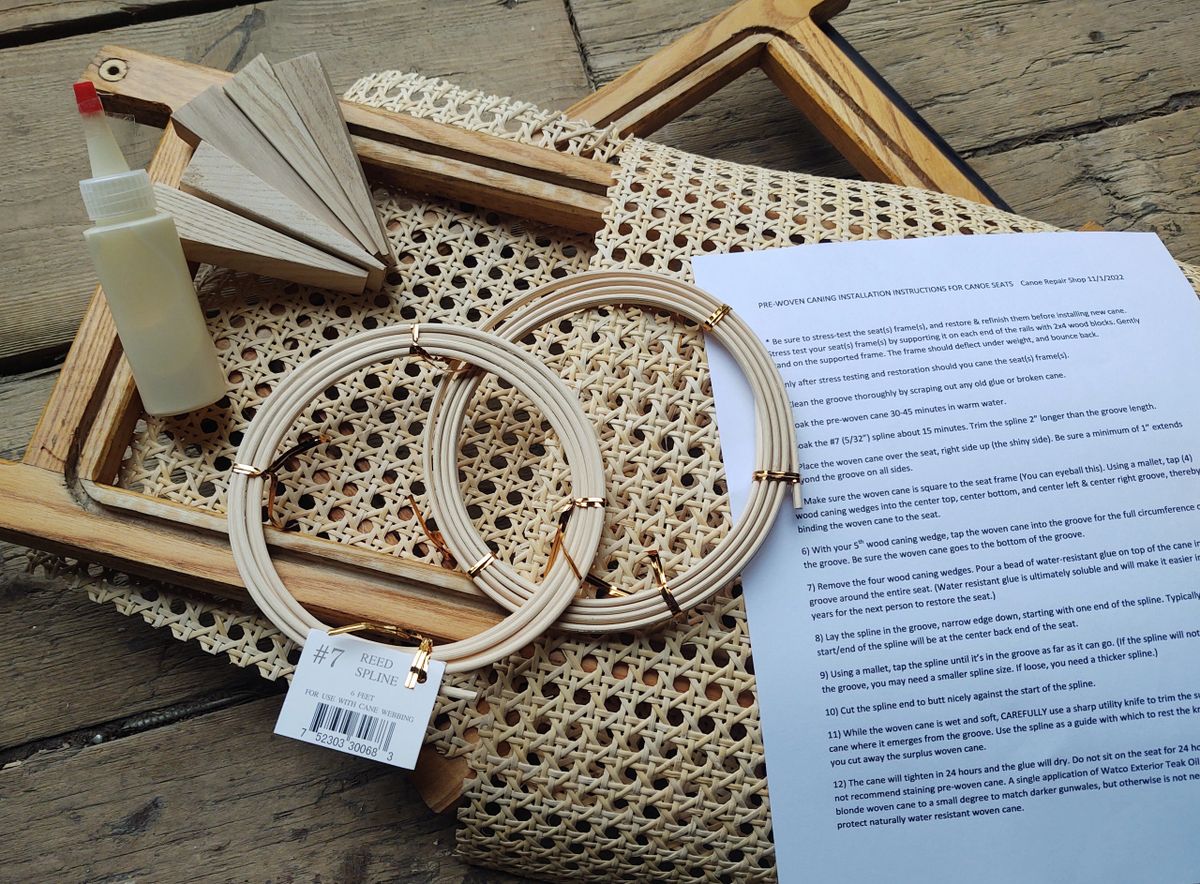 canoe seat cane / caning KIT for 2 seats. PREMIUM FINE (1/2" center to