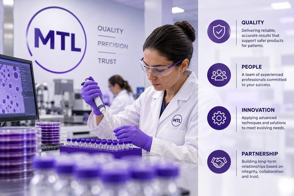 Scientist working in a modern MTL lab focused on quality and innovation.