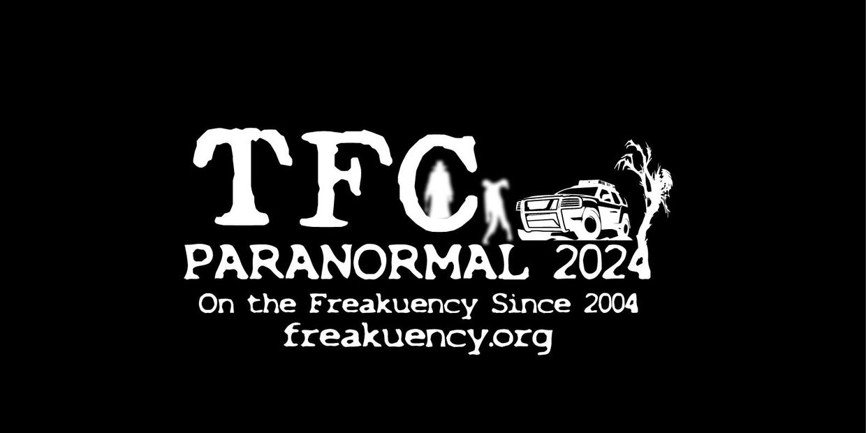TFC Paranormal 2024 logo with ghostly figures and a truck on black background.