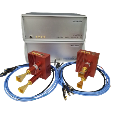 Shown is a Radar Target Simulator for 57 to 64 GHz and 71 to 86 GHz with a waveguide components