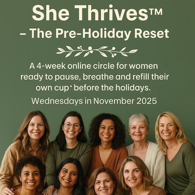 Group of women promoting a pre-holiday reset online circle.
