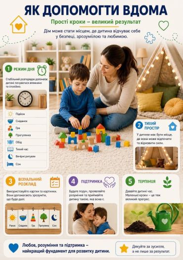 Інфографіка з порадами для підтримки дитини вдома.