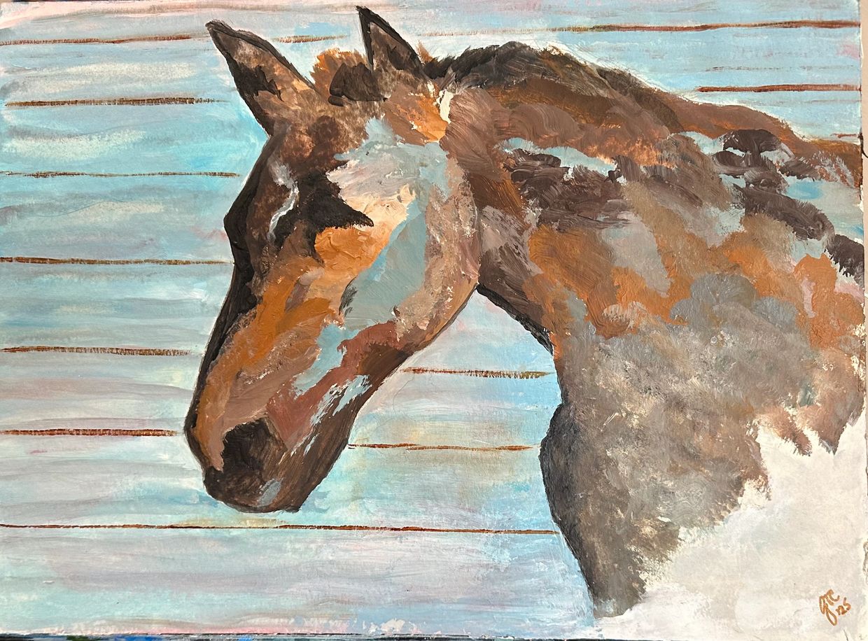 About to Run - part of the "Smoosh" series
11" x 14"
Acrylic on Water Color Paper
Abstract horse cre