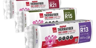 Three packs of Thermafiber fire and sound guard insulation for wood studs.