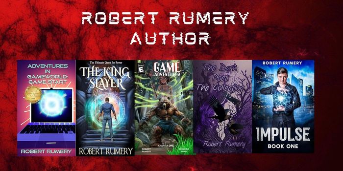 Book covers of Robert Rumery's fantasy and adventure novels.