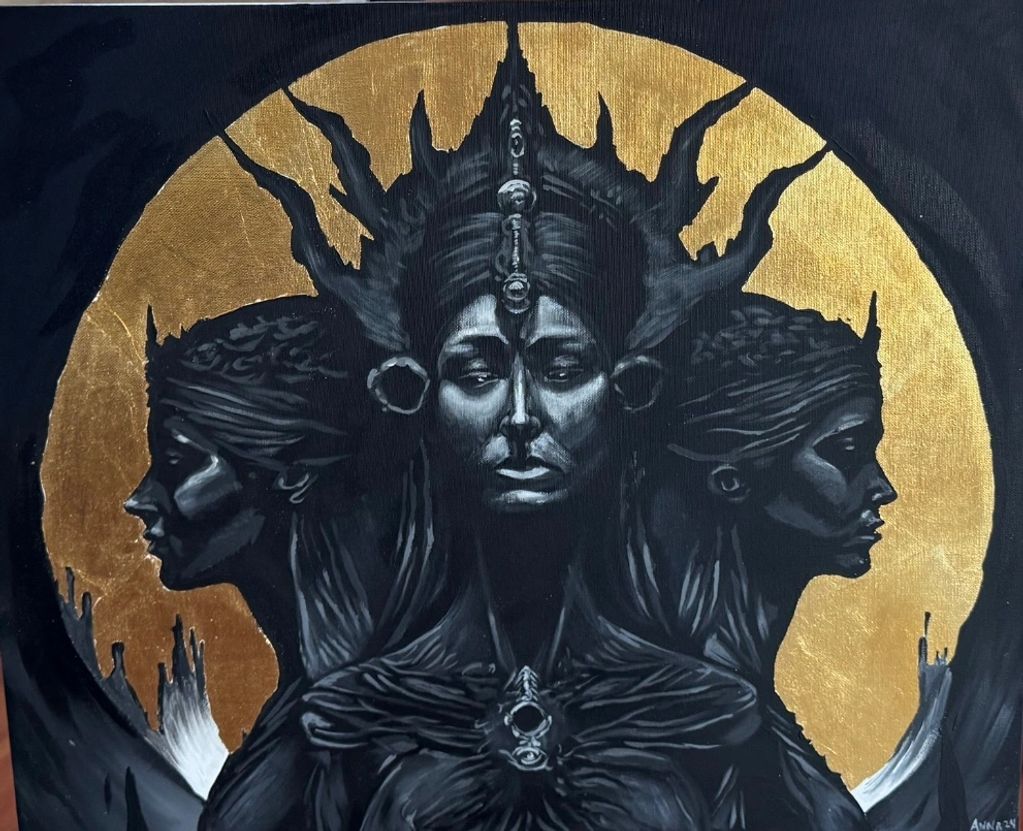 Greek goddess - Hecate
24’’ x 36’’. Acrylic and 24k gold leaf