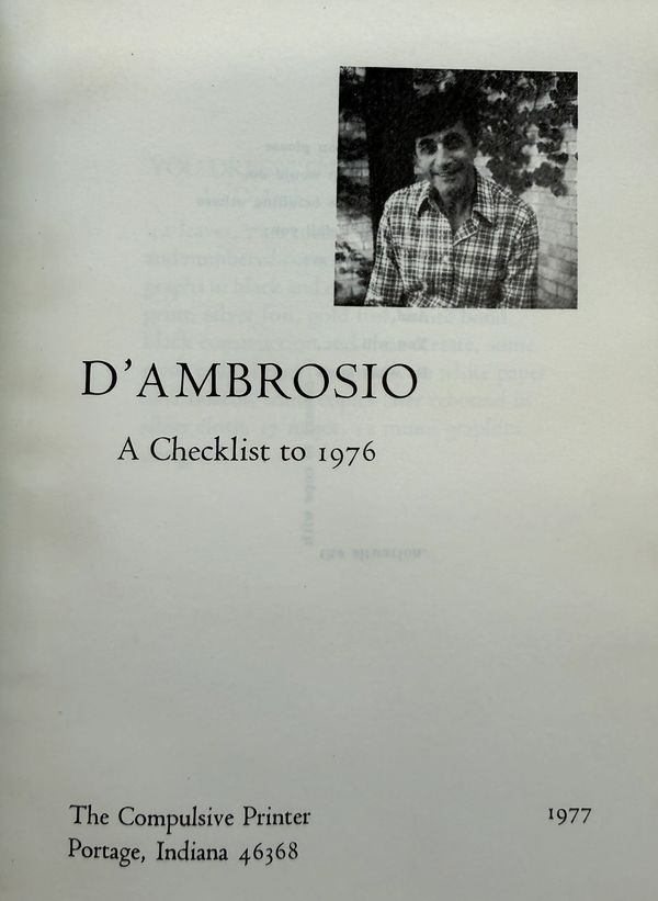 Title page of D'Ambrosio checklist published in 1977.