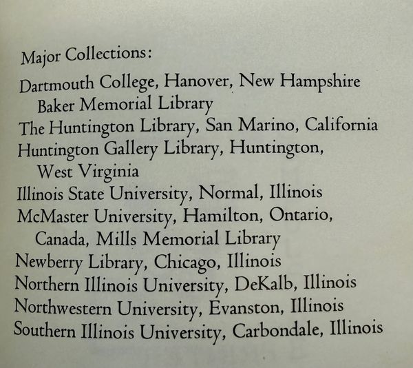 List of major library collections from various universities and libraries in the US and Canada.