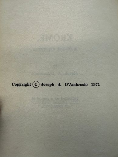 Copyright page showing Joseph J. D'Ambrosio and year 1971.
