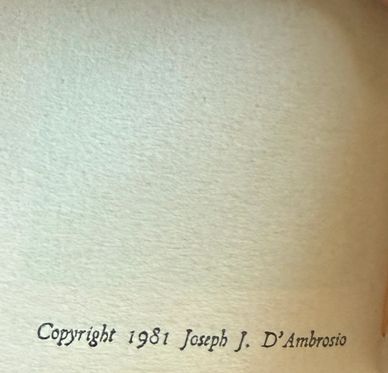 Copyright notice from 1981 by Joseph J. D'Ambrosio.