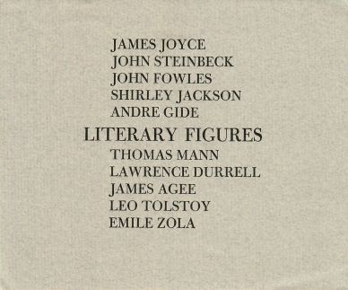 List of notable literary figures including Joyce, Steinbeck, and Tolstoy.