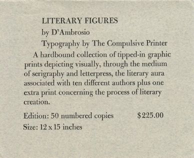 Description of a limited edition literary art collection by D'Ambrosio.