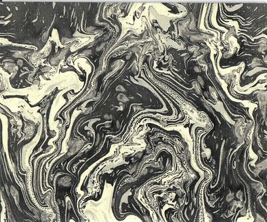 Black and white abstract swirling marble pattern.