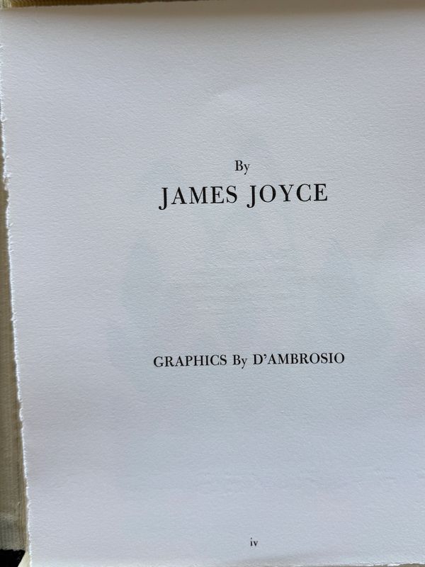 Page crediting James Joyce as author and D’Ambrosio for graphics.
