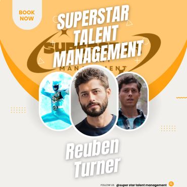 Promotional poster for Superstar Talent Management featuring Reuben Turner.