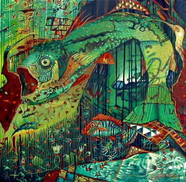 Abstract revealing bayou life.