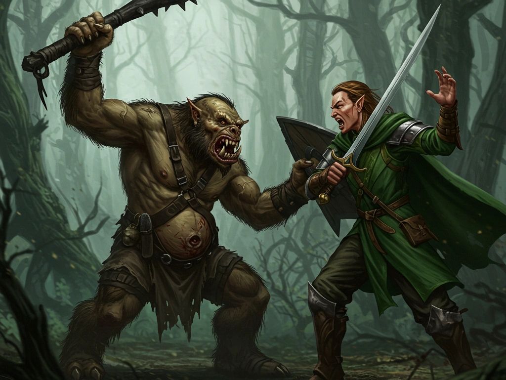 Elf and Bugbear in single combat