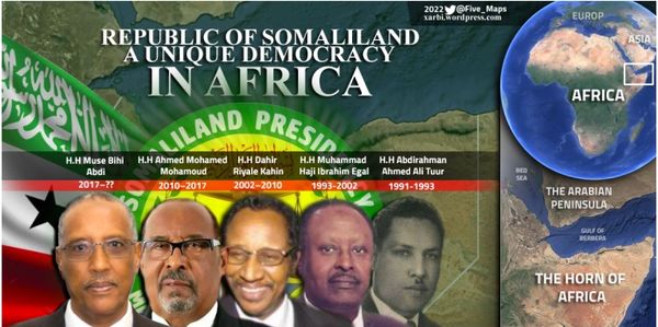 Somaliland's Five Presidents from 1991-Present. PHOTO@Five_Maps