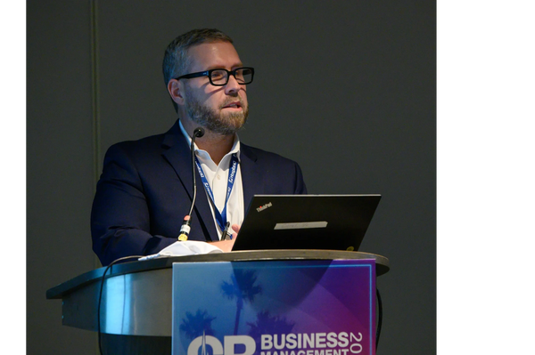 Jason Goodwin as a feature speaker at the 2021 OR Business Manager Conference in San Diego, Ca.