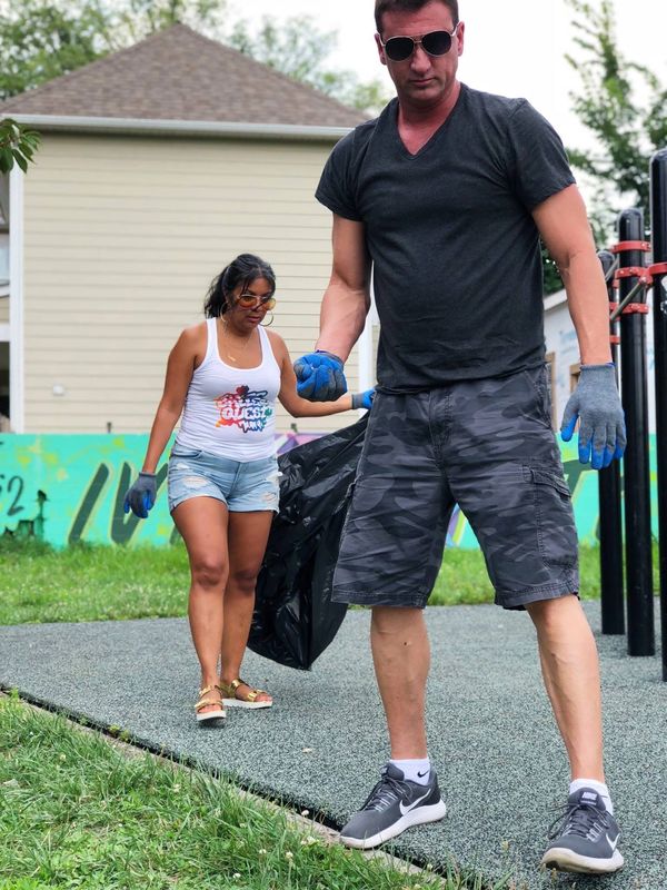 Pete Loftus cleaning Lewis Crowe Park. He intends to push DC City Council and DPR to focus on mainte