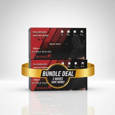 Bundle deal of two boxes of heavy duty nitrile gloves.